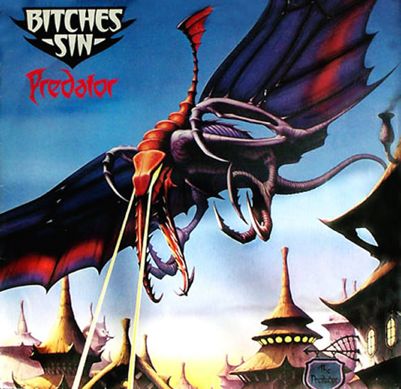 Bitches Sin Predator album sleeve by Rodney Matthews 